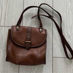 Vintage Small Brown Leather Crossbody Bag - Women